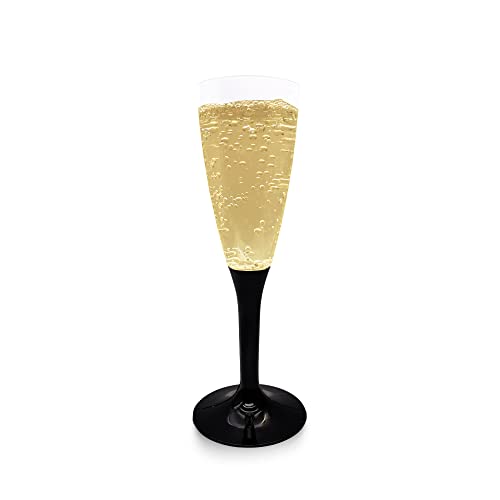 WAF RucBicchieri Paquet 60 Verres''FLÛTE CHAMPAGNE UTILISER & RÉ-UTILISER LÉGER'' 10 Cl. BPA-Free, en PLASTIQUE RECYCLABLE, Il suffit les insérer dans la tige par le biais l’emboîtement (Noir) FM-161