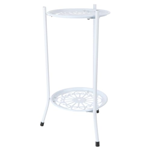 Support pour plantes en métal blanc à double couche Uonlytech