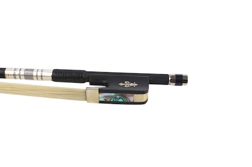 ModouString Carbon Fiber Cello bow 4/4 Ebony Frog Natural bow hair Well Balanced Lightweight Strong (Fleur de lis Inlay)