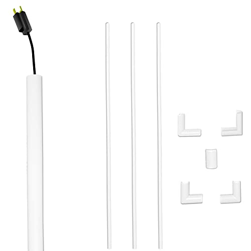 Kable Kontrol Cord Cover Cable Raceway Kit, 107&rdquo;in Cable Cover Channel, Paintable Self-Adhesive Cable Management Wire Concealer, Cord Hider for Wall Mounted Tv, 0.43&rdquo; W x 0.50&rdquo; H &ndash;8 Pcs &ndash; White