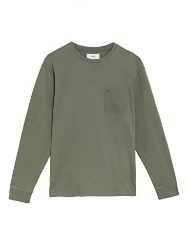Image of Marks & Spencer Mens Solid Cotton Crew Neck Regular Fit T Shirt