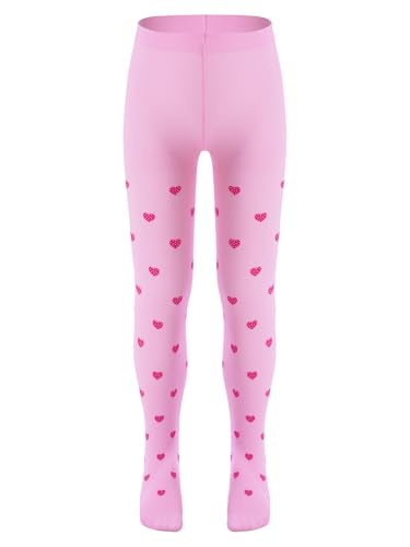 easyforever Kids Girls Pantyhose Heart Print Footed Leggings Stockings Pants Warm Thermal Tights Soft Dance Tights