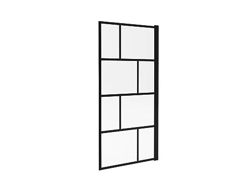 RIVANON - Pare bañera giratoria estilo industrial, 80 x 140 cm, color negro mate