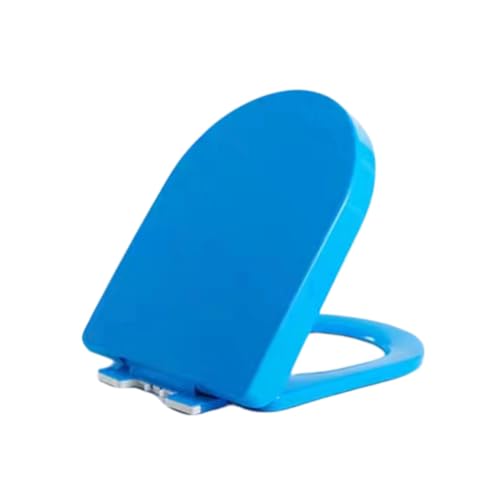 Asiento de inodoro de color con bisagras ajustables de acero inoxidable y función de cierre suave; adecuado for inodoros en forma de U(Blue)