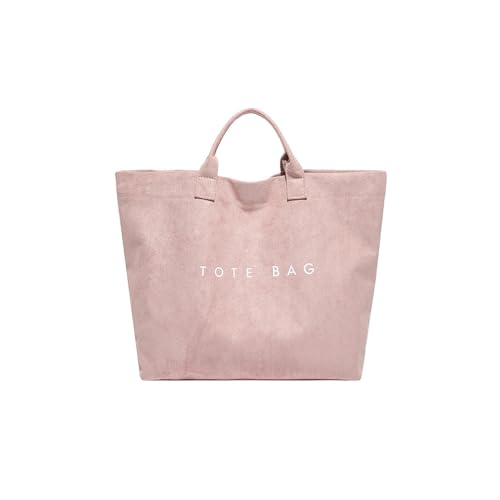 Bolso Tote de Ante para Mujer, Bolso Grande Marrón con Asa Superior, Bolso de Mano de Ante para Mujer, Bolso Hobo con Estampado de Letras (Pink,One Size)