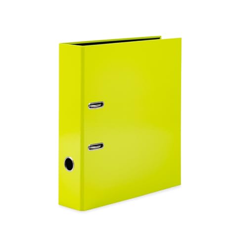 HERMA Ordner A4 Neon Gelb, 7 cm breit, Kinder Ringordner, einfarbiger Aktenordner in leuchtender Neon Farbe für Jungen und Mädchen