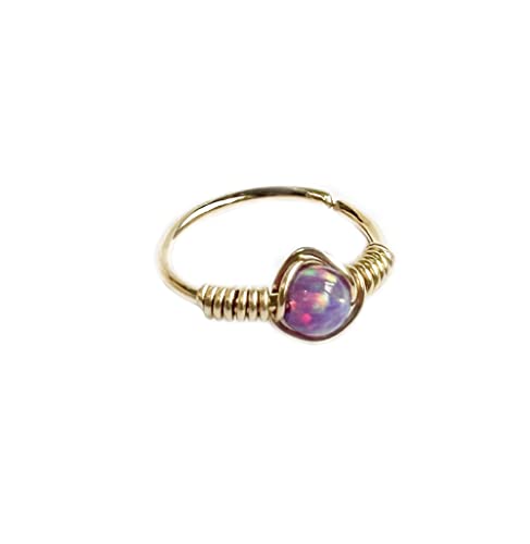 Opal Nose Ring/Cartilage Earring Helix/Septum Hoop - 14K Yellow Gold Filled / 20 gauge 8mm