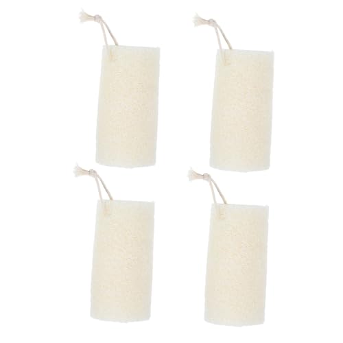 Hohopeti 4 piezas Esponjas de Lufa Natural para Baño Exfoliantes Suaves con Cuerda Esponjas de Baño Orgánicas Multifunción para Ducha y Limpieza Corporal Diaria