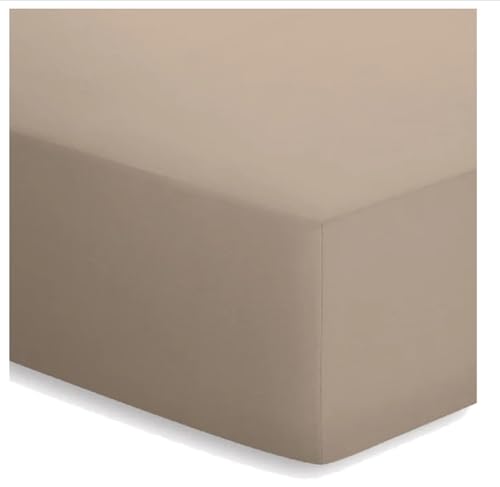 schlafgut Mako-Jersey Basic Spannbetttuch, Baumwolle, Taupe, 200 x 100 cm