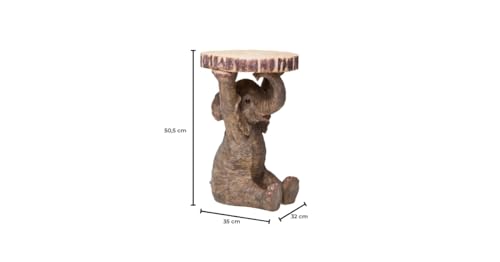 Kare Design Side Table Animal Elephant, Brown, Grey, Animal Motif, Gift Idea, Round Bedside Table, Room Decor, Home Decoration for Living Room, Office, Hallway, 51x35x32 cm