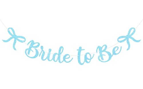 Image of Bride to Be Banner, Blue Bride to Be with Bow Glitter Bachelorette Banner