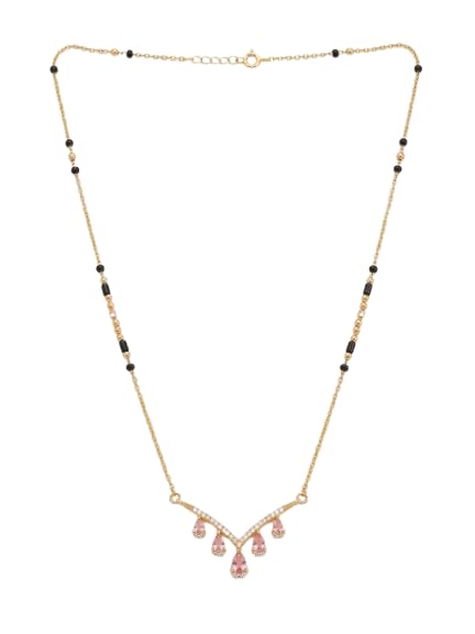 Rose-Gold Plated Geometric Mangalsutra – Square Filigree Pendant with American Diamonds and Sleek Single-Strand Black Bead Chain for Modern Daily Wear (d_s_AD_12)-image-7