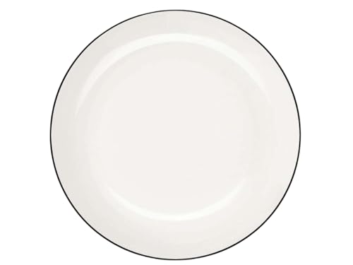 ASA à Table Ligne Noire Dessertteller aus Fine Bone China in der Farbe Weiß mit schwarzer Linie Handbemalt, Maße: 14,5cm x 14,5cm, 1906113
