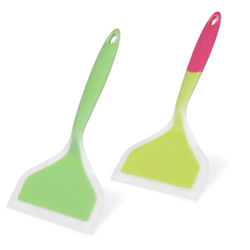 Set of 2 Silicone Spatulas - Versatile Egg Flipper & Pancake Turner for Kitchen Use - Heat Resistant Nonstick Cooking Utensils