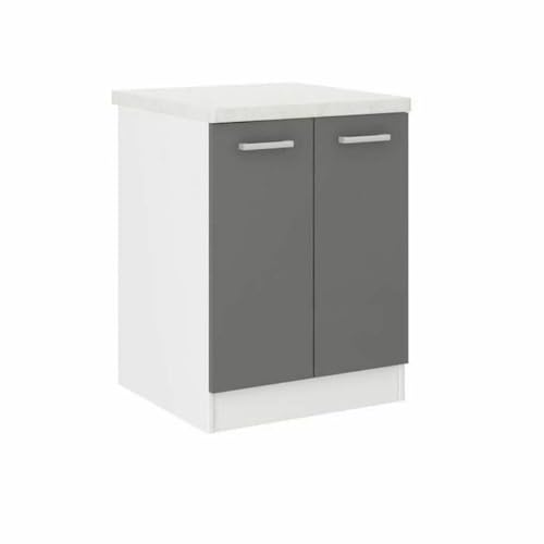 ULTRA Meuble bas de cuisine 60 cm avec plan de travail inclus - Gris