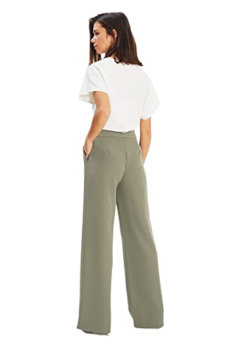 TRENDYOL Damen Trendyol Open Straight Trousers Pants, Helles Khaki, 40 EU