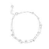 Niaspi Mini Star Charm Bracelet 925 Sterling Silver Dainty Layered Snake Chain Cute Beaded Adjsutable Fashion Chic Link Chain Birthday Party Jewellery Gifts for Women Girls
