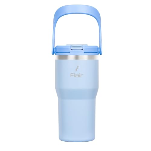 Image of FLAIR Rage Vacuum Insulated Coffee Tumbler 500 ml Blue | 2-in-1 Lid (Straw & Sip)| 304 Double Wall Stainless Steel | Leak-Proof Lid | Hot & Cold Travel Mug with Handle | BPA-Free