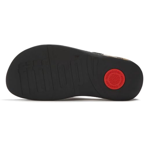 Image of FitFlop Women's SURFA Stripe-Webbing Toe-Post Sandals | Lightweight Flip Flops with Cushioned Comfort, Arch Support & Grip