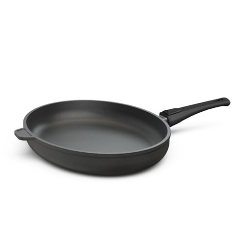 Hoffmann Fischpfanne Oval 39 x 29 cm Induktion I Schnitzelpfanne Made in Germany I Schmorpfanne Servierpfanne abnehmbaren Griff I Große Pfanne für alle Herdarten I Backofenfest