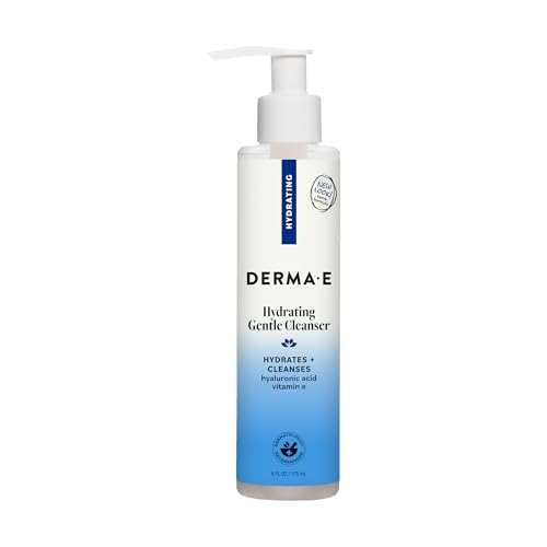 Derma E Hydrating Gentle Cleanser with Hyaluronic Acid – Moisturizing Facial Cleanser Tones, Moisturizes & Improves Skin Texture – Gently Exfoliating Face Wash, 6 fl oz