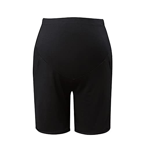 Traje de baño de maternidad sólido Color Yoga Maternidad Entrenamiento Embarazo Pantalones Cortos Mujeres Pantalones de Maternidad Embarazo Peto, Negro , XXL