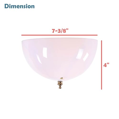 Image of Aspen Creative 28004-15-2, Clip-on Dome Shade in White Finish with Pull Chain Opening, 7 5 /8 inch Diameter x 4 inch Height, 2 Pack