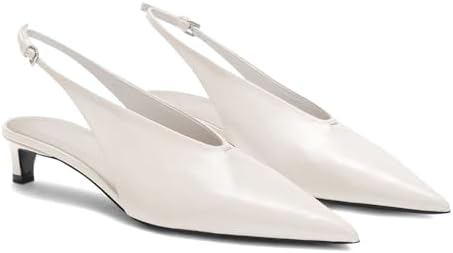 Coutgo Womens Low Kitten Heels Slingback Closed Pointed Toe V-Cut Business Work Pumps Dress Shoes