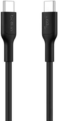 Belkin Eco USB-C to USB-C Cable, 1M, 60W - Soft, Braided, Flexible Fast Charging Cable, Type C Charger Cord for iPhone 16, Galaxy S25, Pixel 9, MacBook, iPad Pro, & More - Black
