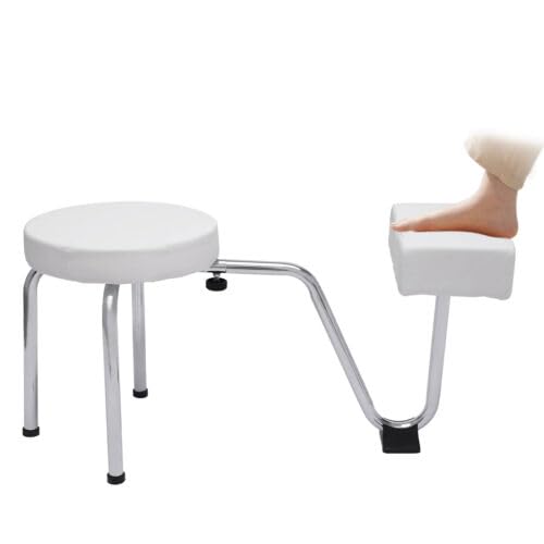 Taburete de cuidado de pies con reposapiés, 2 en 1, taburete de pedicura, taburete para tatuaje, reposapiés ajustable, almohadilla de PVC, soporte para uñas, spa, belleza, salón, estudio,