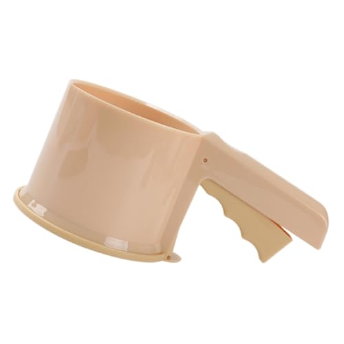 Cabilock 1Pc Handheld Portable Flour Sifter Cup with Bottom Cover Practical Mesh Strainer for Baking Easy Squeeze Operation Apricot Color Efficient Powder Control for Flour and Sugar