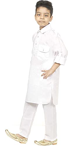 Image of HRR Boys Pathani Suit in 100% Cotton (Kurta + Pyjamas)