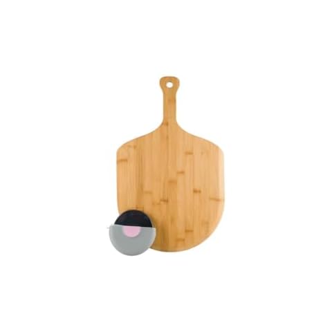 BAMBOO LAND- Bamboo Pizza Peel with Pizza Slicer, 12 Inch, Pizza Paddle, Wood Pizza Peel, Pizza Cutting Board, Pizza Board, Wooden Pizza Peel, Pizza Peel Wood, Wooden Pizza Paddle Cover