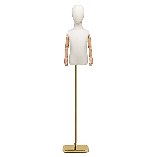 Maniqui Costura Pequeño con Soporte Maniquies Ajustable para Costura Maniquí Costura Profesional para Centros Comerciales, Tiendas de Ropa y Estudios(Gold,110-120)