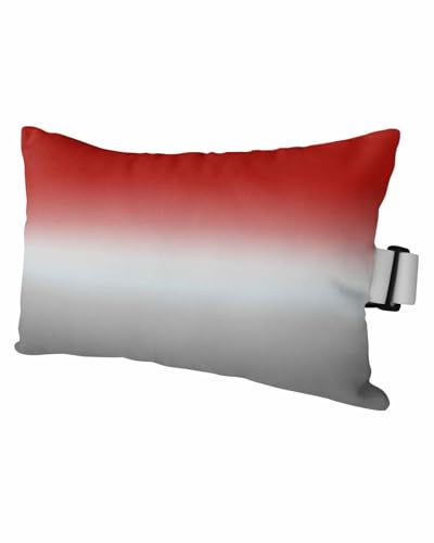 HERBED Outdoor Pillows Covers with Inserts Abstract Red and Grey Gradient Waterproof Pillow with Adjustable Strap Throw Pillows for Patio Furniture Pool Lounge Chair, 11x16 Inch, 1PCS