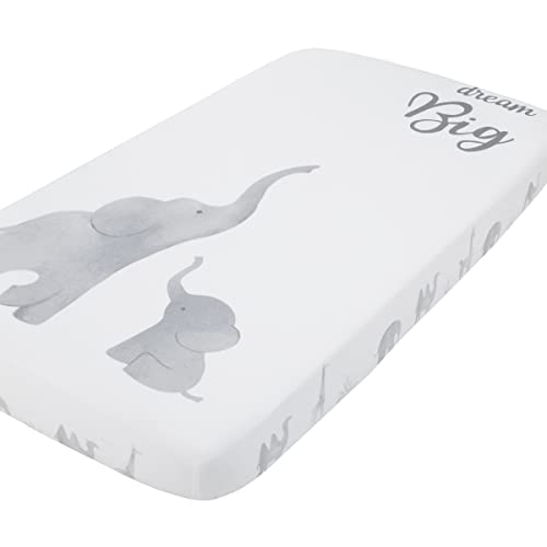 Image of NoJo Elephant Tribe Grey and White 100% Cotton Photo Op Fitted Crib Sheet