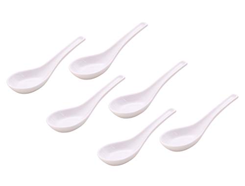 Nethan By Minhlong Premium Porcelain Ceramic Soup Spoon - 5.12 Inches (6 Spoons, Plain White) #TOP2