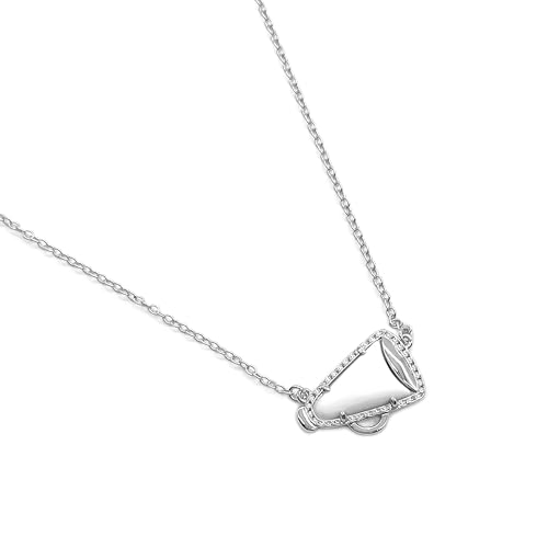 Cheerleader Necklace White Triangle Pendant Necklace, Gold Chain, Crystal Accents, Cheerleader Style, Fashion Jewelry4