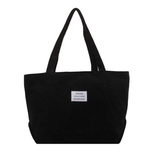 oukesin Bolso bandolera mujer pana simple gran capacidad bolso de mano, Negro