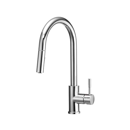 Image of Dura Faucet RV Streamline Single Handle Pull-Down Kitchen Sink Faucet - Optional Deck Plate (Chrome)