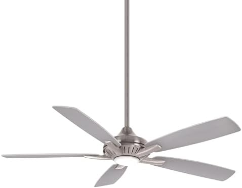Minka-Aire F1000-BN/SL Dyno 52 Inch Indoor Ceiling Fan with Integrated LED 16W Dimmable Light in Brushed Nickel Finish and Silver/Aged Wood Reversible Blades