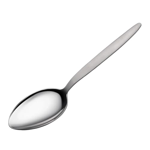 CURISEW Chef Kunz Spoon | Silver Stainless Steel 2 Tbsp Basting Spoon, 9 Inch Solid Sauce Spoons, Big Serving Spoons Stainless Steel, Plating & Quenelle & Cooking
