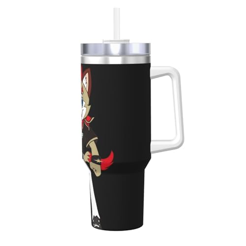 北海道日本ハムファイターズ マスコット フレップ 大容量の車用タンブラー 40オンス ステンレス 真空断熱タンブラー ハンドルとストロー付きの蓋付き 漏れ防止 自宅 オフィス キャンプ 車内での使用に最適です