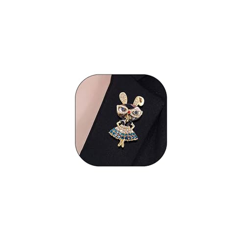 Image of Cubic Zirconia Rabbit Brooch Pin,Vintage Charming Rhinestone Chunky Cartoon Glasses Bunny Lapel Pin,Aesthetic Accessories Jewelry Gift for Women