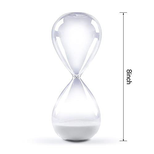 Hourglass Sand Timers - Swisselite Biloba Hourglass Sand Timer Inspired Glass/Home, Desk, Office Decor (8Inch-30Mins Lucent White) #TOP2