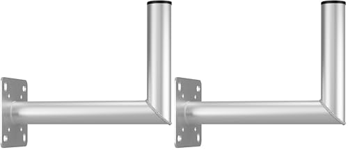 goobay 60503 Support mural satellite avec perçage pour support balcon / Support pour antenne parabolique max. 85cm / Support de mât / Support mural / Support antenne avec distance au mur de 350mm