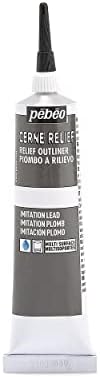 PEBEO 772037 37 ml Vitrail Stained Glass Effect Cerne Relief Tube with Nozzle, Imitation Lead , Black