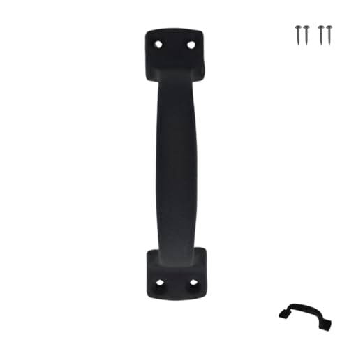 Image of 7 Inch Classic Barn Door Handle - Black Cast Iron Pull for Sliding Doors, Gates, Sheds, Fences, Closets - Indoor Outdoor Farmhouse Hardware