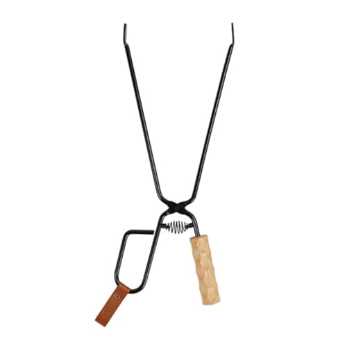 ibasenice Barbecue Charcoal Clip Handle Bbq Tong Ergonomic Grip for Outdoor Campfire Fireplace and Backyard Cooking Iron Clamp for Charcoal and Firewood