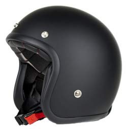 PROPRIO STILE - Casco jet in stile vintage con rivetti per mettere le visiere, perfetto per chopper, custom, cafe racer, bobber, scooter e motociclette classiche.